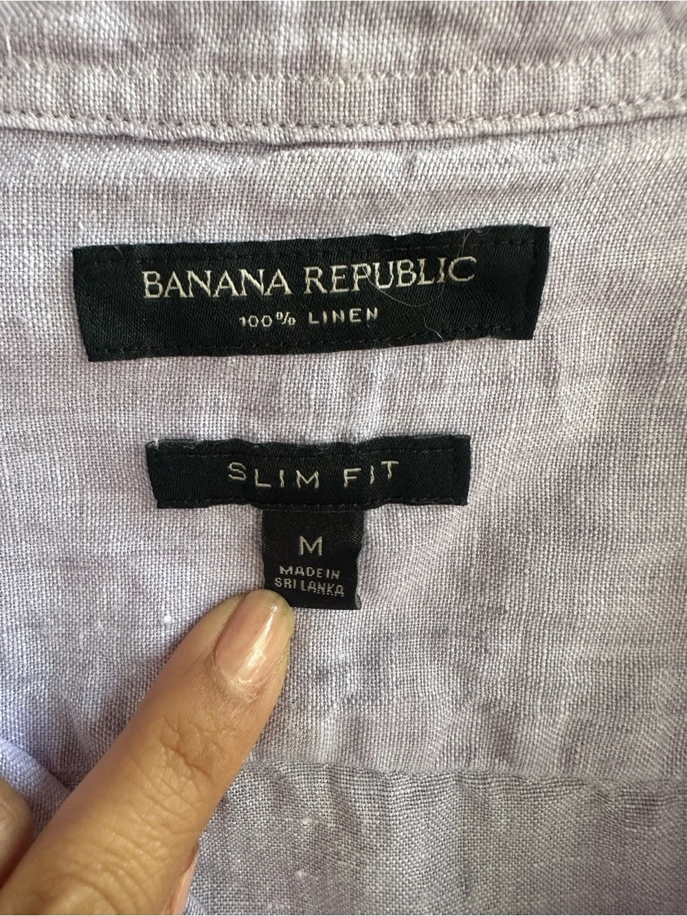 Linen Banana Republic Light Lavender Button-Up Shirt Slim fit
